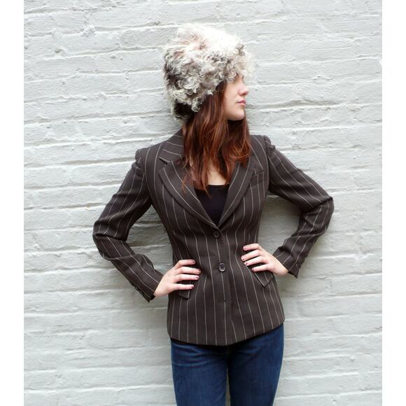 VTG Gianfranco Ferré Pinstripe Jacket 90s Wool Blazer Single Breasted Nipped 38 - Picture 4 of 6